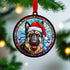 German Shepherd in Santa Hat Suncatcher Decoration